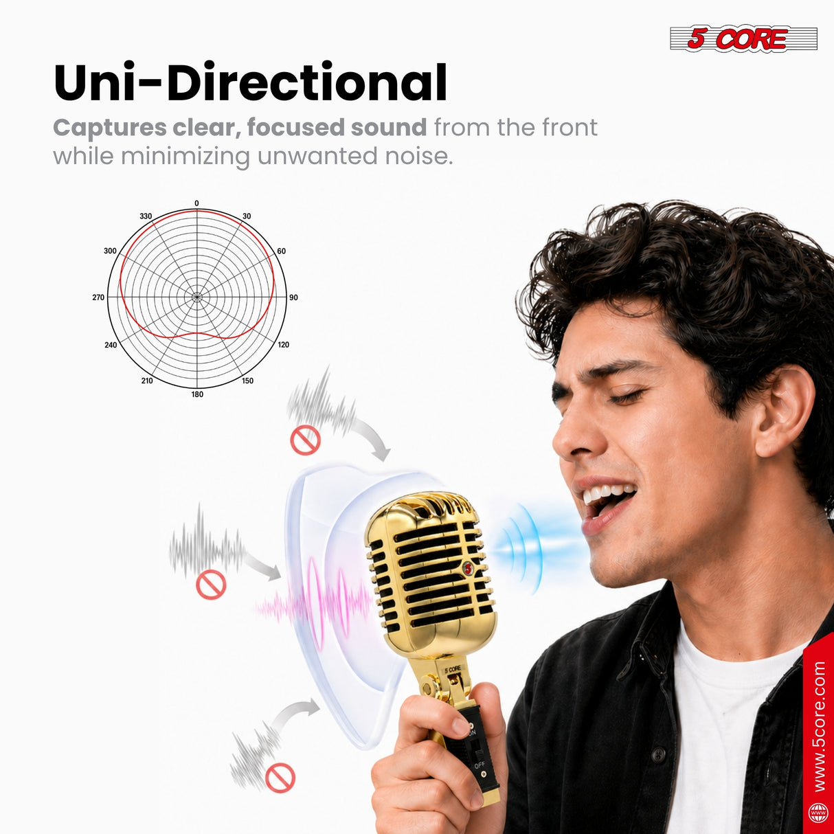 5Core Vintage Microphone Classic Dynamic Professional XLR Studio Retro Style Mic Gold