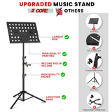 5 Core Music Stand Adjustable Desktop Book Stands Portable Sheet Holder All Metal Foldable Bookstand