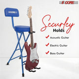 5Core Guitar Stool 3.15" Padded Chair w Backrest Foldable Music Seat Built in Foot Rest Guitar Stand