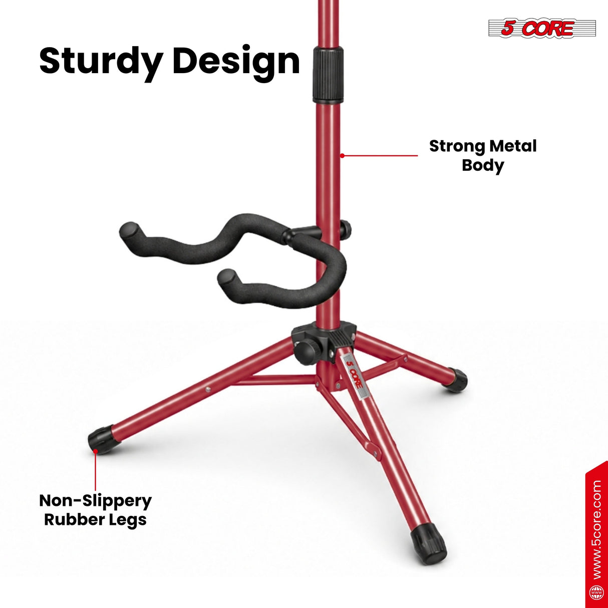 5 Core Guitar Stand Floor Adjustable Heavy Duty w Neck Holder for Acoustic Electric Classic Bass