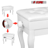 5 Core Piano Bench 3" Padded Cushioned Stool Wooden Heavy Duty Adjustable Musician Chair w Storage