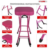 5 Core Guitar Stool 3.15" Padded Chair Foldable Music Seat w Built in Foot Rest Guitar Stand