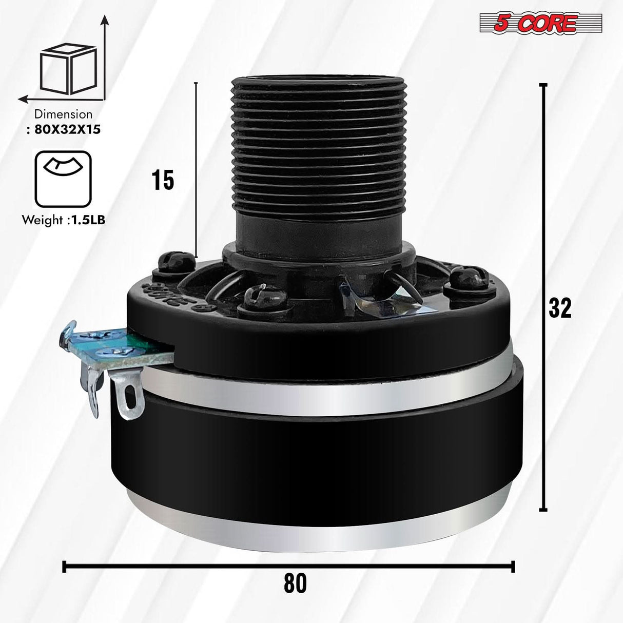 5 Core Compression Driver Horn Speaker 1 Inch Aluminum Tweeter 200W Peak 8 Ohm Pro Audio Driver