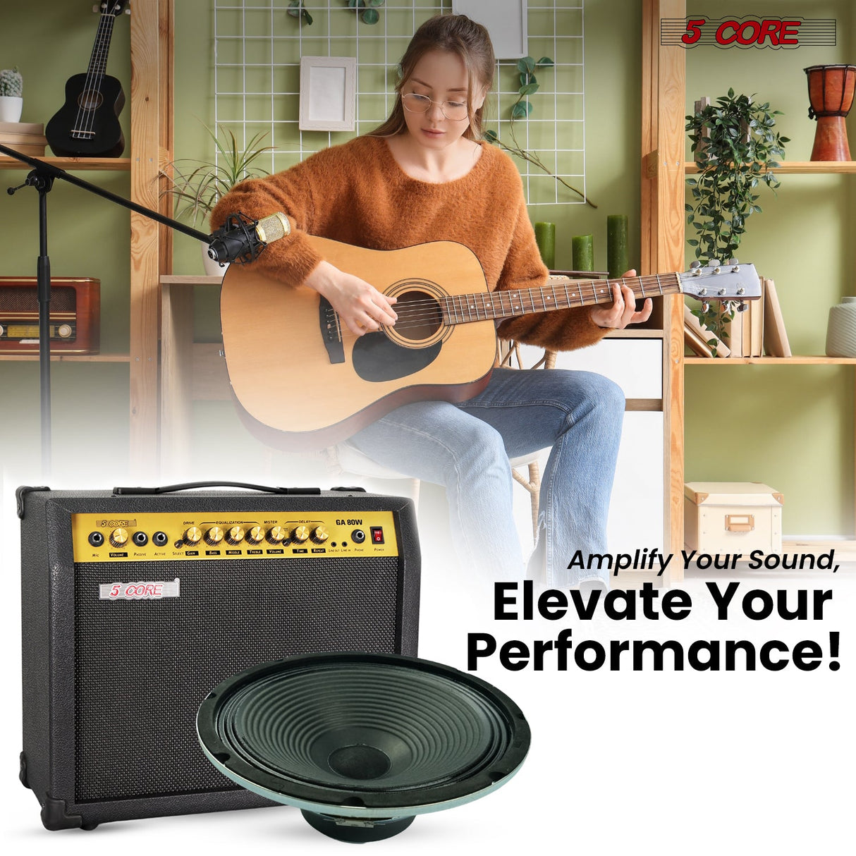 5 Core 10 Inch Guitar Speaker 60W Replacement 16 Ohm Amplifier Cabinet Driver