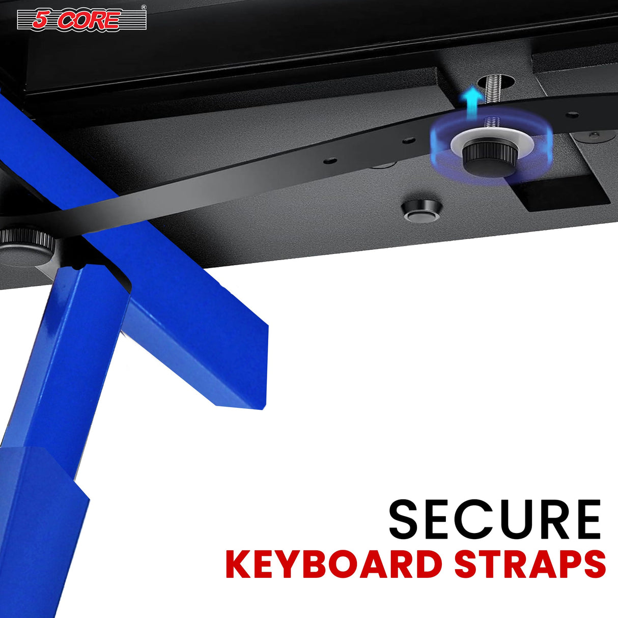 5Core Keyboard Stand Z Style Heavy Duty Sturdy Piano Riser Height Adjustable Holder BLUE