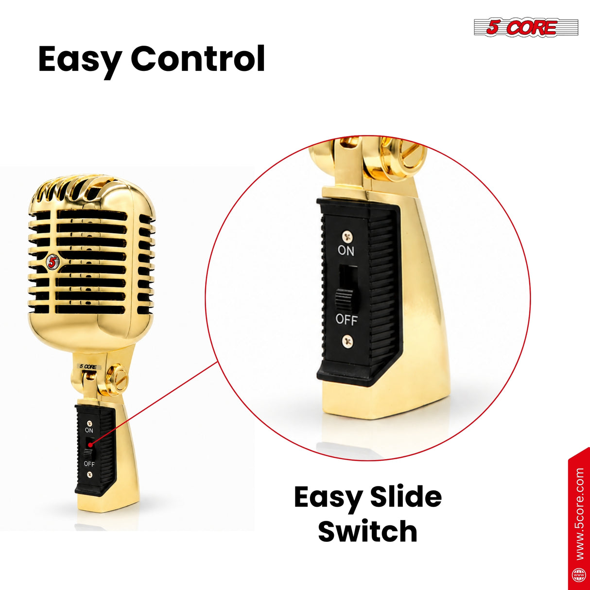 5Core Vintage Microphone Classic Dynamic Professional XLR Studio Retro Style Mic Gold