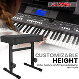 5 Core Keyboard Bench 3" Padded Cushioned Piano Stool Height Adjustable Guitar Seat Folding Portable