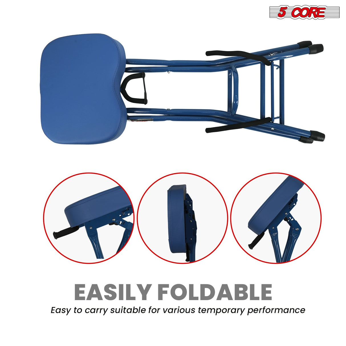 5 Core Guitar Stool 3.15" Padded Chair Foldable Music Seat w Built in Foot Rest Guitar Stand