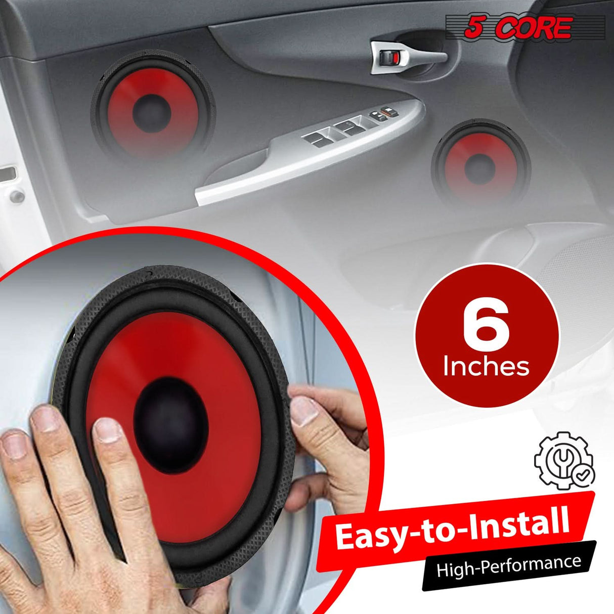 5 Core 6 Inch Subwoofer 300W Car Audio Sub Woofer 4 Ohm w PP Cone Deep Bass Replacement Loud Speaker