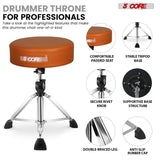 5 Core Drum Throne 4" Thick Padded Guitar Stool 441Lb Capacity 20-26” Adjustable Drummer Chair