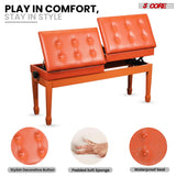 5 Core Duet Piano Bench 3.5 Inch Padded Cushioned Stool Wooden Heavy Duty Musician Chair w Storage