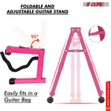 5Core Guitar Stand Floor A Frame Electric Acoustic Bass Soporte Para Guitarra PINK