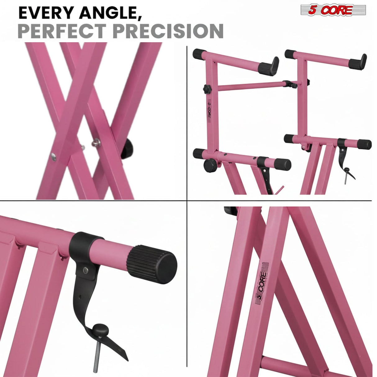 5 Core 2 Tier Keyboard Stand Combo Heavy Duty Adjustable Piano Stand with Extension Arm