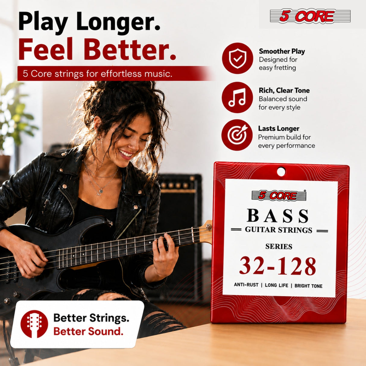 5 Core Bass Guitar Strings Brass Phosphor Bronze Extra Light Gauge Bright Tone 6 String Set