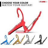 5 Core Guitar Capo Pair Quick Change Acoustic Electric String Clip Banjo Mandolin Or Ukulele Red