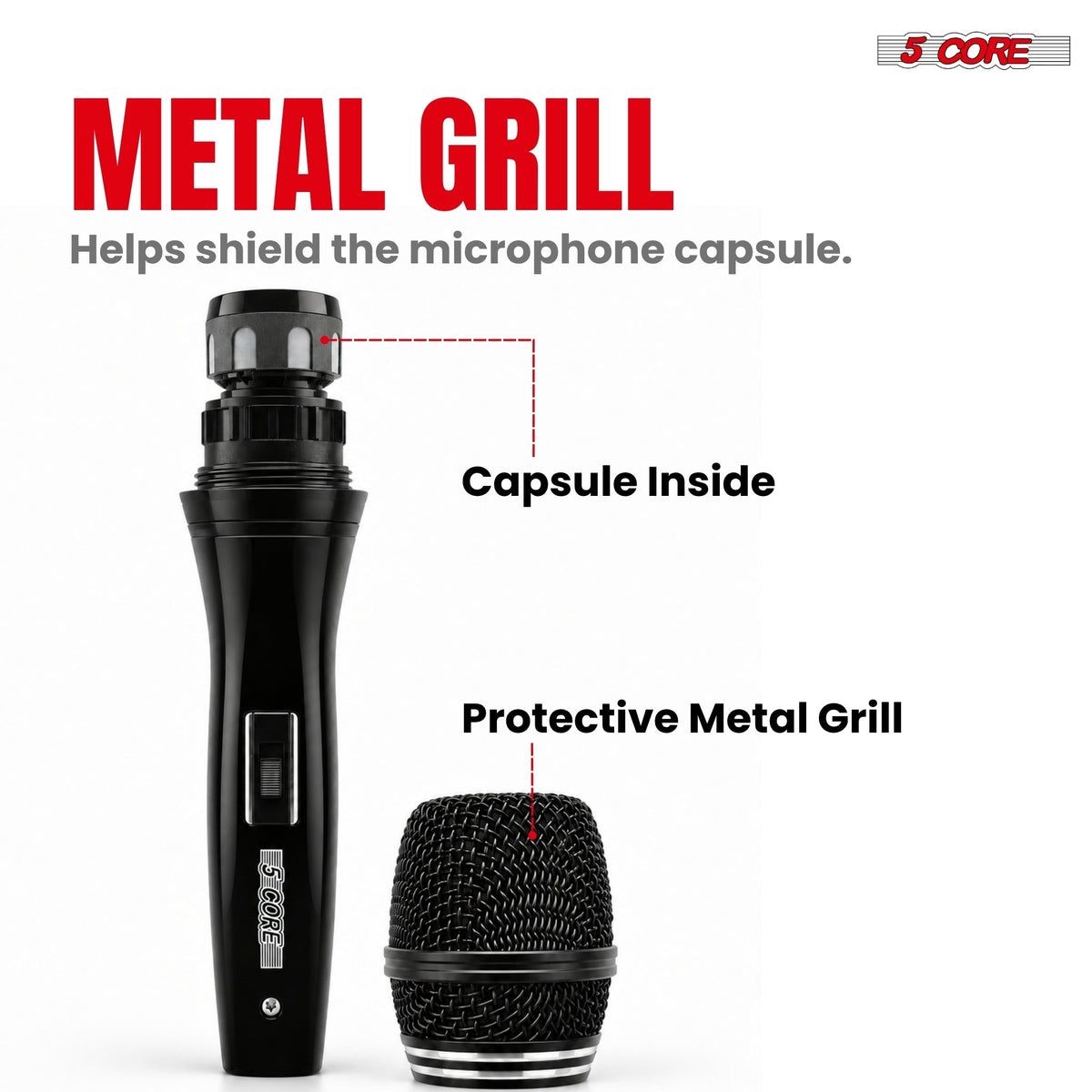 5 Core Dynamic Microphone Vocal Mic w Neodymium Magnet.