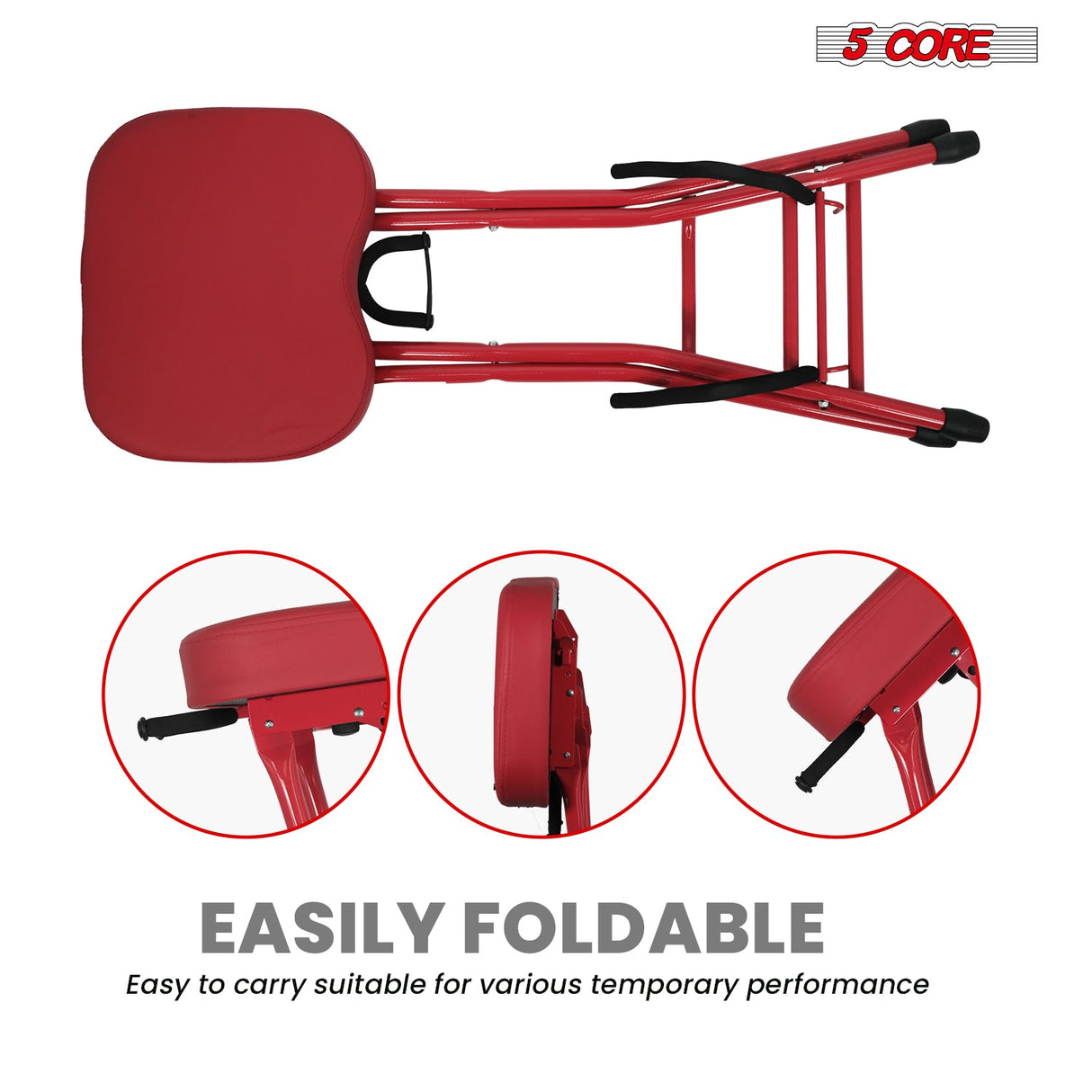 5 Core Guitar Stool 3.15" Padded Chair Foldable Music Seat w Built in Foot Rest Guitar Stand