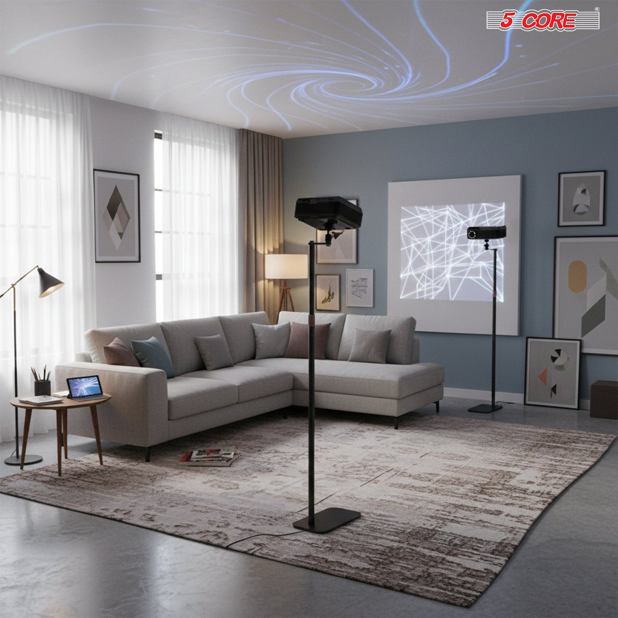 5 Core Projector Stand Floor Adjustable 53" Universal Projectors Support for Home Office & Studio
