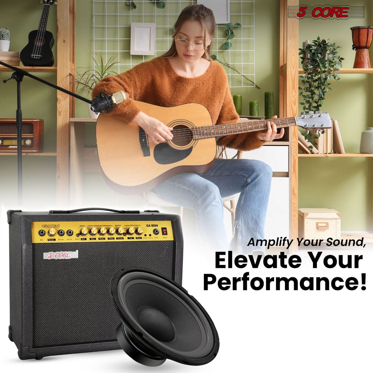 5 Core 10 Inch Guitar Speaker Replacement 600W 8 Ohm Low Distortion for Electric Guitar Amp Cabinet