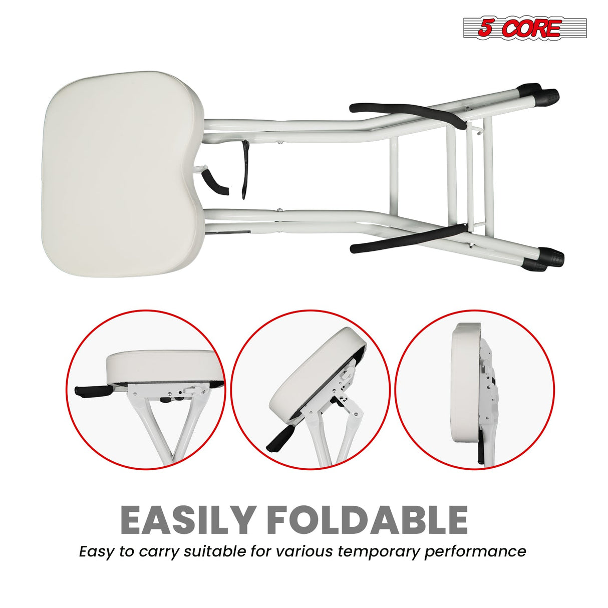5Core Guitar Stool 3.15" Padded Chair Foldable Heavy Duty Music Seat Built in Foot Rest Guitar Stand