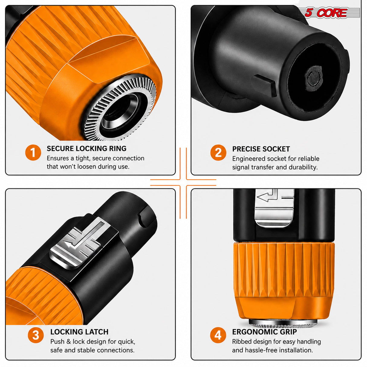 5 Core Speakon Adapter High Quality Audio Jack Male Audio Pin Speaker Adapter Connector
