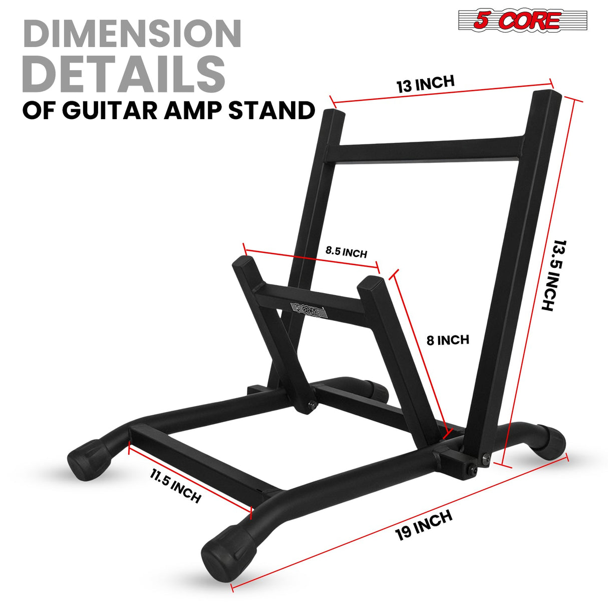 5 Core Amp Stand Heavy Duty Metal Build Adjustable Guitar amplifier Low Profile Folding Collapsible