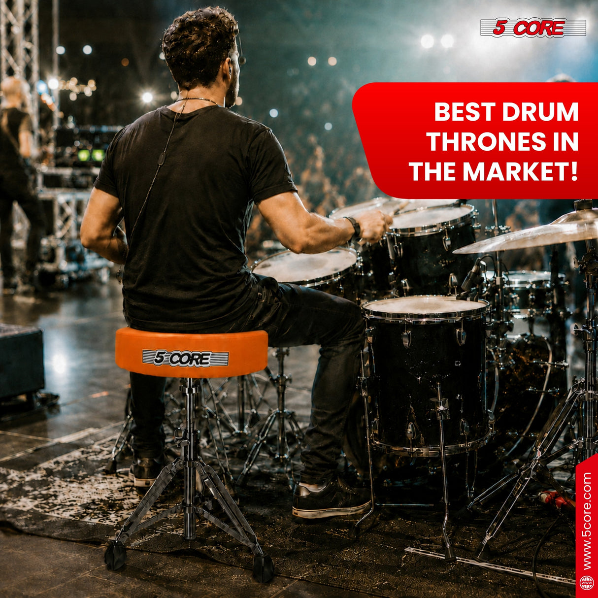 5 Core Drum Throne w 4.5" Padded Stool Adjustable Drummer Chair