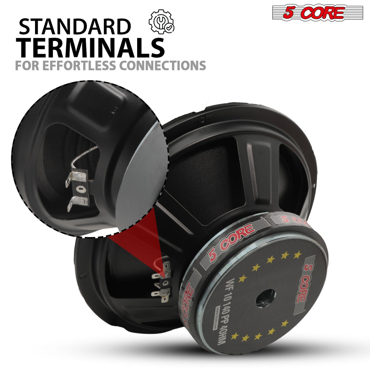 5 Core Car Subwoofer 2Pc 10" 3000W Pro Audio Deep Bass Component Sub Woofer 4Ohm Replacement Speaker