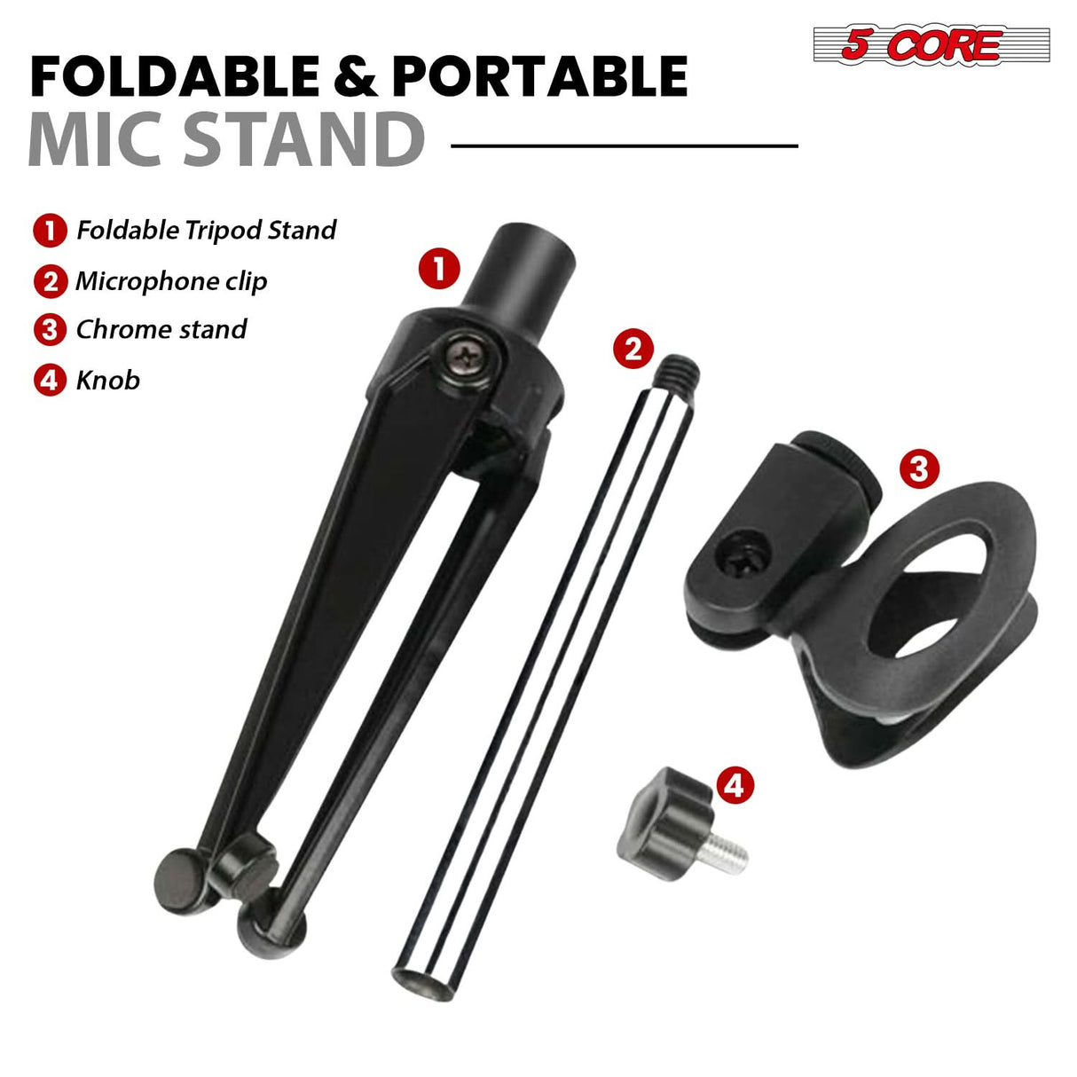 5Core Desktop Mic Stand Tripod Universal Desk Microphone Holder Table Top Stands