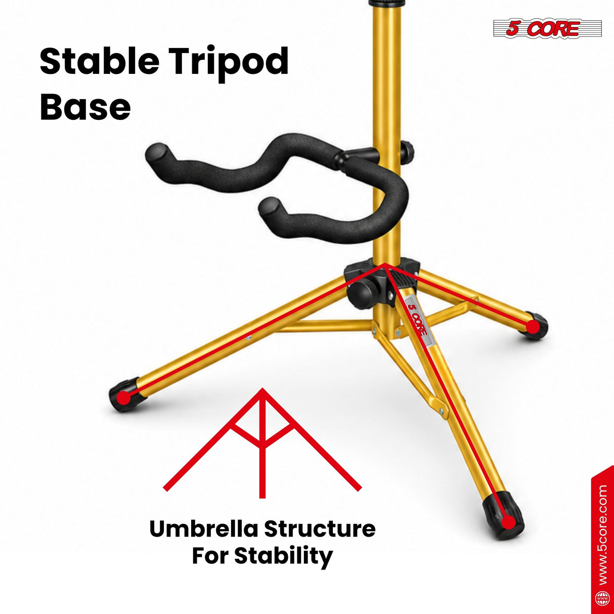 5 Core Guitar Stand Floor Adjustable Heavy Duty w Neck Holder for Acoustic Electric Classic Bass