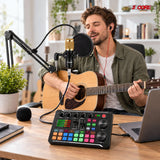 5 Core Podcast Equipment Bundle w Condenser Mic Voice Changer Audio Mixer Pair