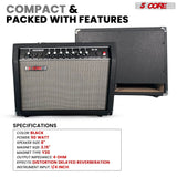5 Core Guitar Amp 50 Watt  Electric Amplifier w Built in 8" Speaker Portable Mini Amps w Aux