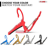 5 Core Guitar Capo Pair Quick Change Acoustic Electric String Clip Banjo Mandolin Or Ukulele Red
