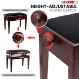 5 Core Adjustable Piano Bench Thick 3.25" Solid Wood Keyboard Stool Heavy Duty Musician Chair
