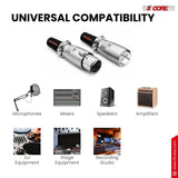 5Core XLR Connector Male Female to 1/4 Audio Jack 3 Pin Secure Mic Plug w Locking Ends
