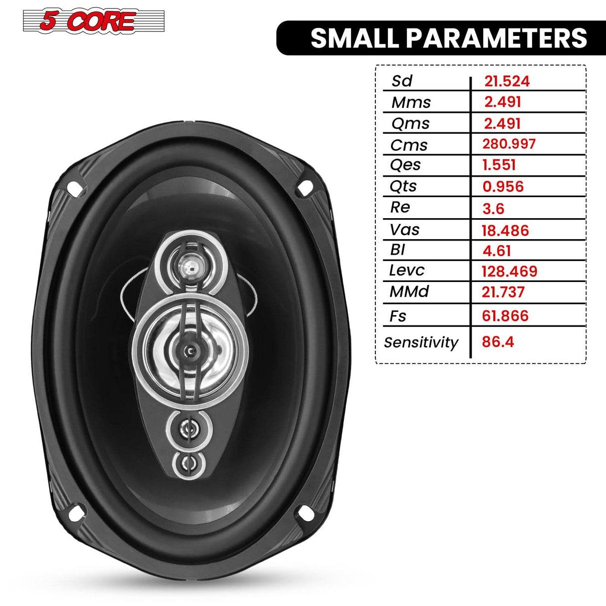 5Core 6x9 Car Speaker 800W  Pair 4Ohm 4 Way Coaxial Speaker Audio w Super Tweeter Universal Fit