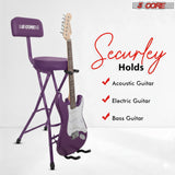 5Core Guitar Stool 3.15" Padded Chair w Backrest Foldable Music Seat Built in Foot Rest Guitar Stand