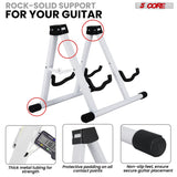 5 Core Double Guitar Stand A Frame Shape w Foam Arms Supports Acoustic Electric Bass Ukulele Banjo