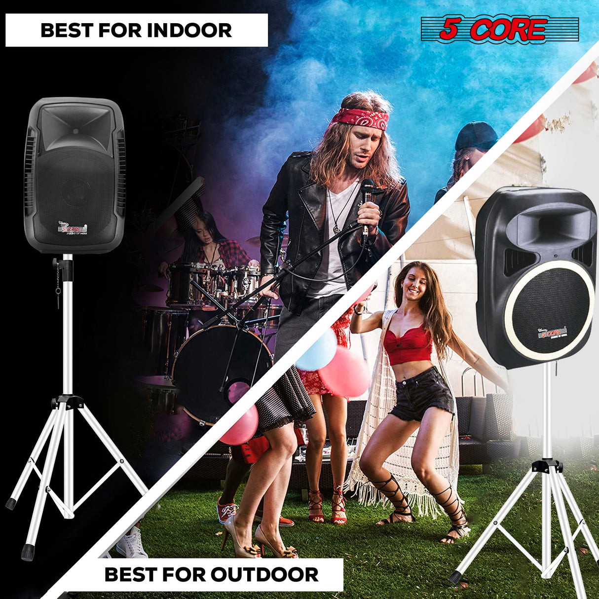 5 Core Speaker Stand Tripod Heavy Duty Adjustable 72" Universal Mount for PA DJ Studio w Bag
