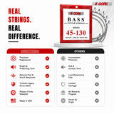 5 Core Bass Guitar Strings Brass Phosphor Bronze Light Gauge Bright Tone 5 String Set