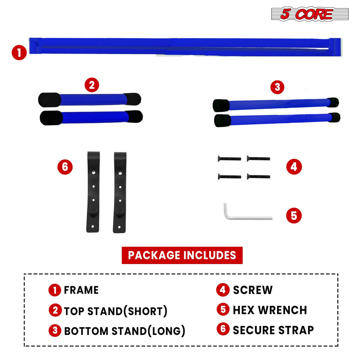 5Core Keyboard Stand Single X Style Adjustable Lift Piano Riser For 49 To 88 Keys BLUE
