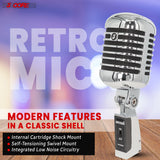 5Core Vintage Microphone Classic Dynamic Professional XLR Studio Retro Style Mic BLACK