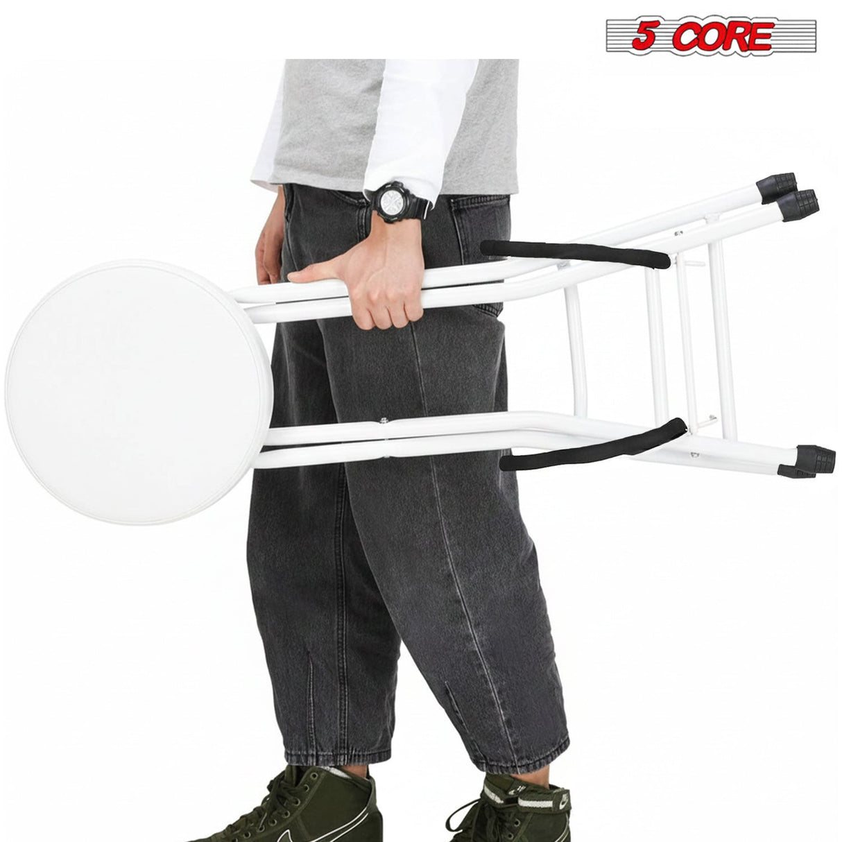 5Core Guitar Stool 3.15" Padded Chair Foldable Heavy Duty Music Seat Built in Foot Rest Guitar Stand