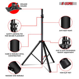 5 Core Speaker Stand Tripod Pair Adjustable PA DJ Universal Pole Mount