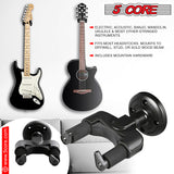 5Core Guitar Wall Mount Hanger Hook Metal Base Soft Padding Adjustable Rotatable Holder