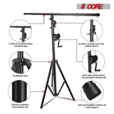 5Core DJ Light Stand Stage Lighting Truss System Hand Crank Up Height Adjustable 65.5 to 111"