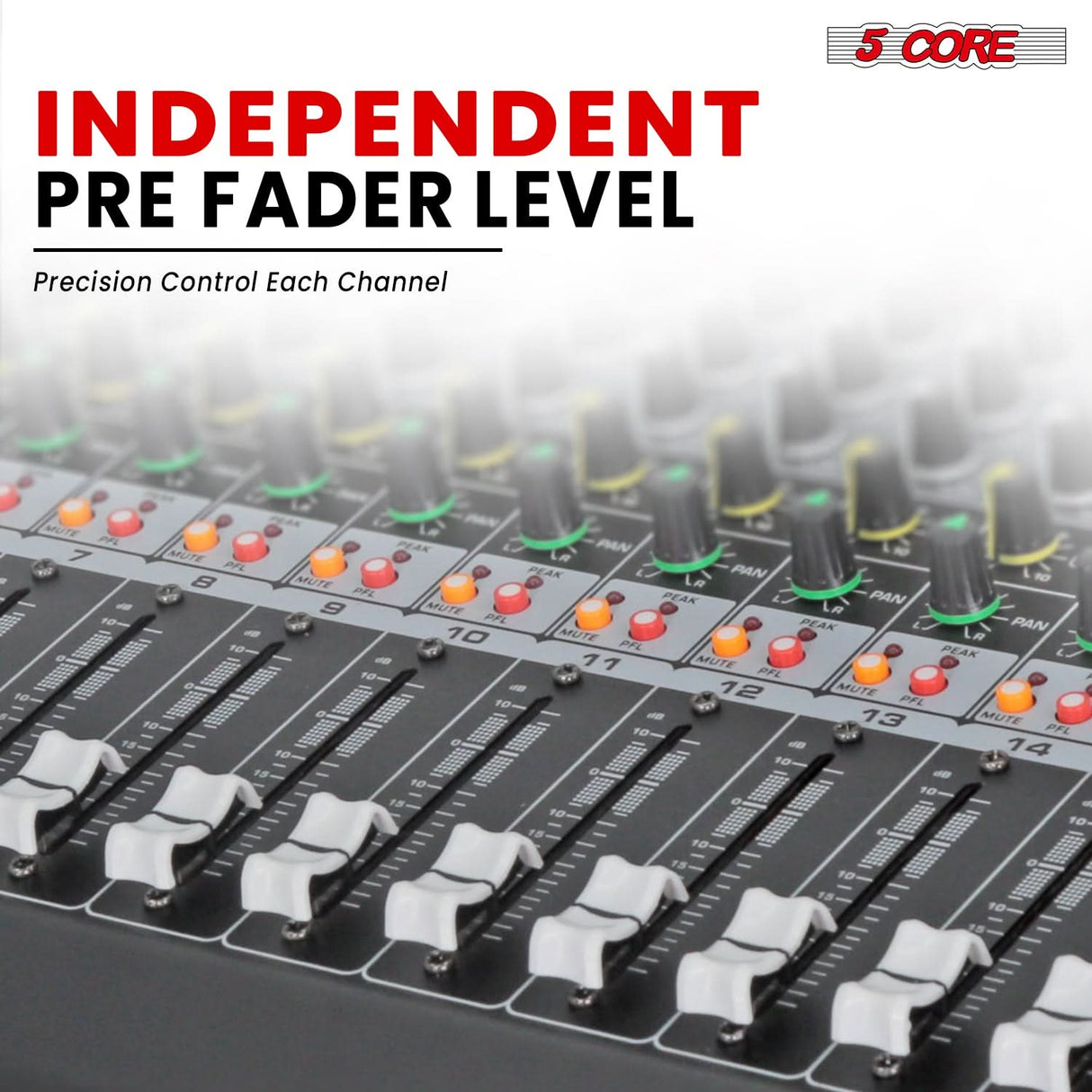 5 Core Audio Mixer 12 Channel DJ Soundboard USB Interface Bluetooth Mixing Console w 99 DSP Effect