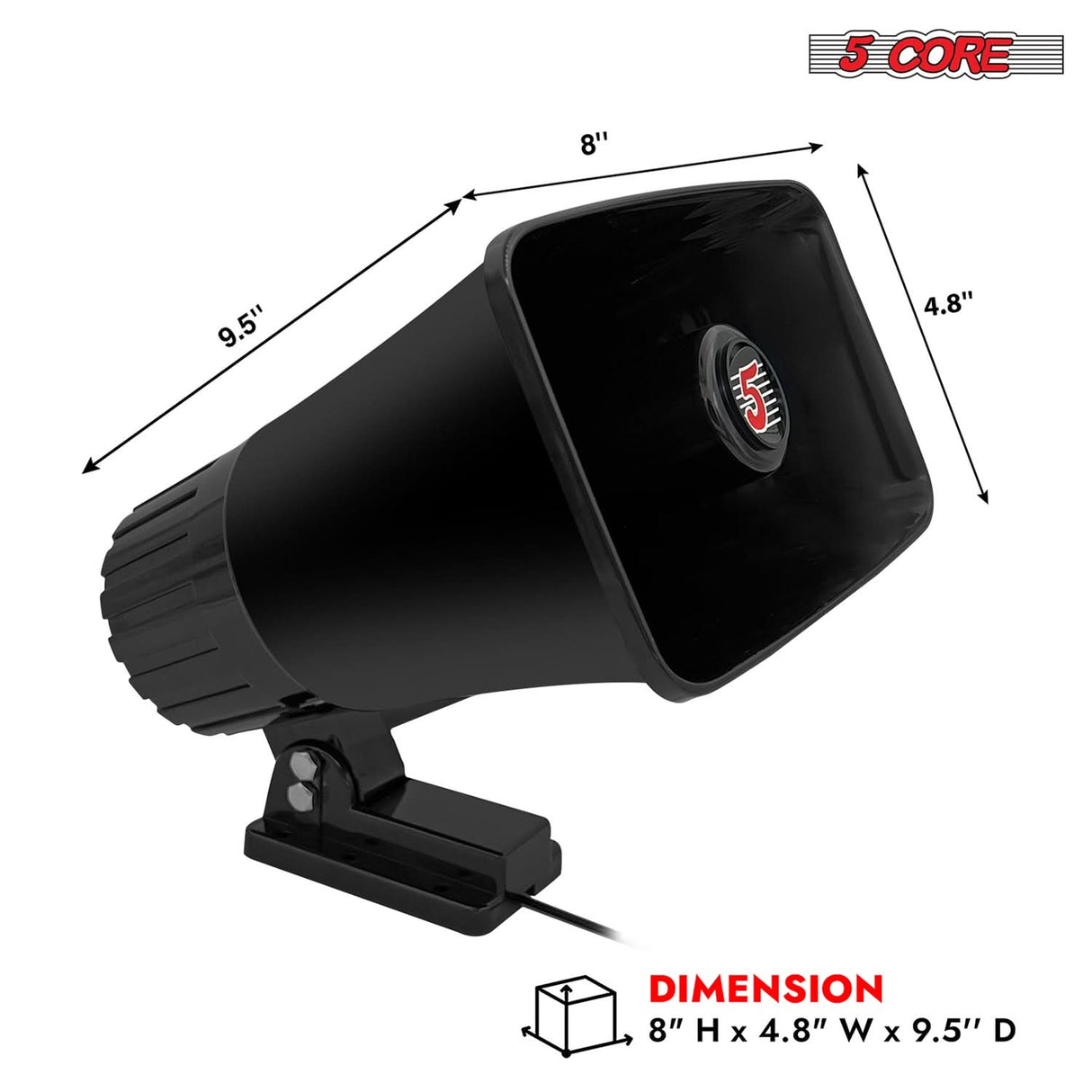 5 Core 8 Inch PA Horn 250W Loud Speaker Bull Horn Loud Audio 8Ohm All Weather Indoor Outdoor Use
