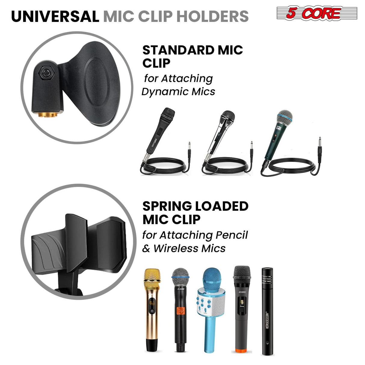 5 Core Mic Stand Floor Height Adjustable Tripod Microphone Stands w Extending Telescoping Boom Arm
