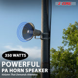 5 Core 12 Inch PA Horn 350W Loud Speaker Bull Horn Loud Audio 8Ohm All Weather Indoor Outdoor Use